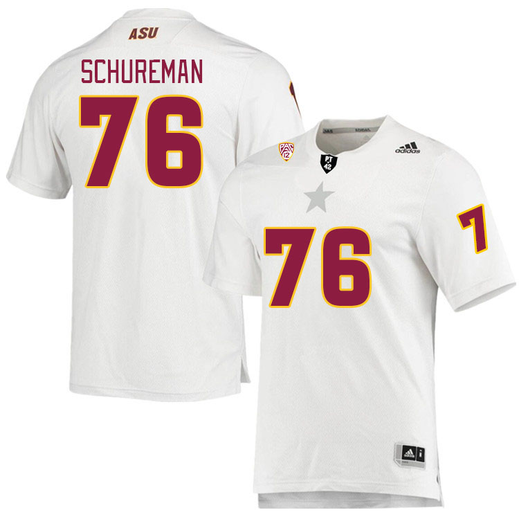 Men #76 Griffin Schureman Arizona State Sun Devils College Football Jerseys Stitched Sale-White - Click Image to Close